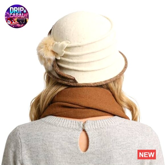 Wool Bucket Hat Vintage Floral Winter Dress Hat Packable main image 5